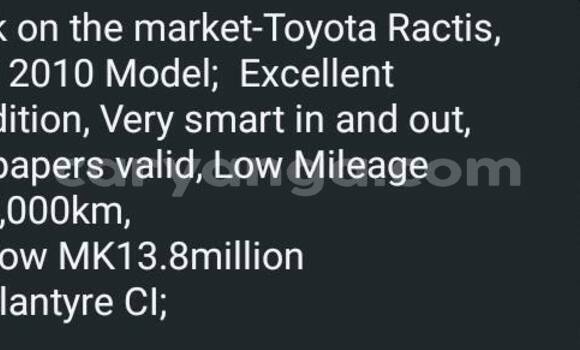 Buy Used Toyota Ractis Other Car in Blantyre in Malawi Buy Used Toyota Ractis Other Car in Blantyre in Malawi