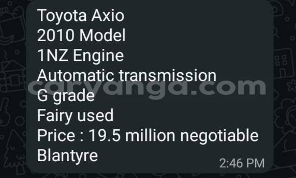 Buy Used Toyota Axio Other Car in Blantyre in Malawi Buy Used Toyota Axio Other Car in Blantyre in Malawi
